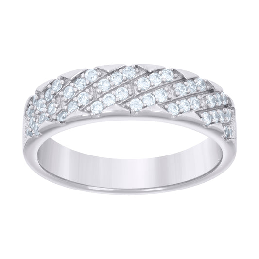 925 Sterling Silver 0.55Ctw Moissanite Ring Band S