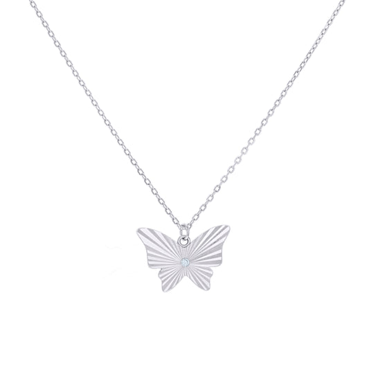 925 Sterling Silver Cz Necklace 18" (16"+2")