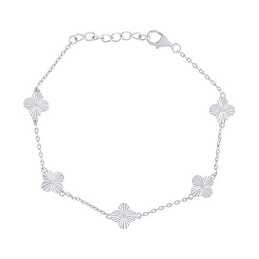 925 Sterling Silver Cz Bracelet 7.5" (6.5"+1")