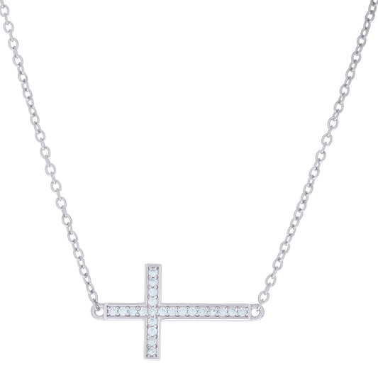 925 Sterling Silver Cz Necklace 16"+1.5"
