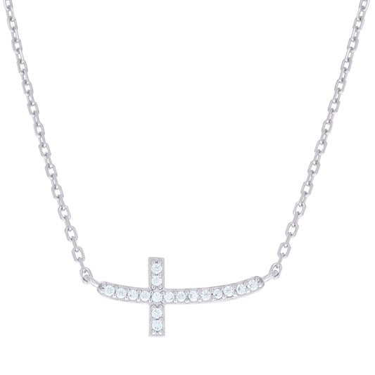 925 Sterling Silver Cz Necklace 16"+1.5"