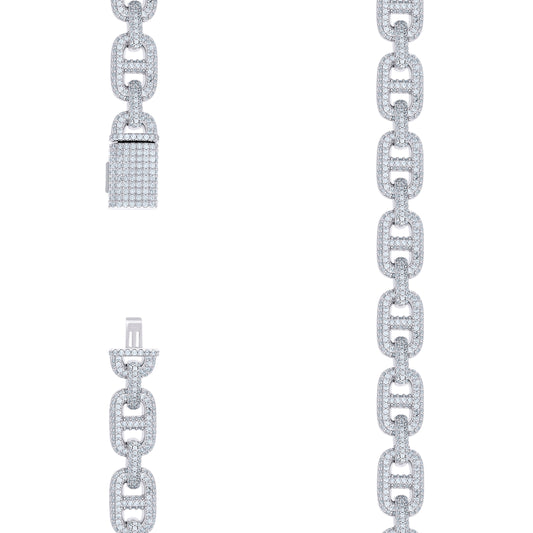 925 Sterling Silver Moissanite Fancy Chain 10mm
