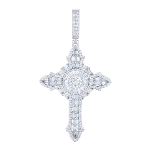925 Silver Pendant 45mm Moissanite Ctw R:0.97 ; B: