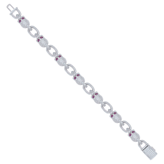 925 Sterling Silver Cz Bracelet 8"