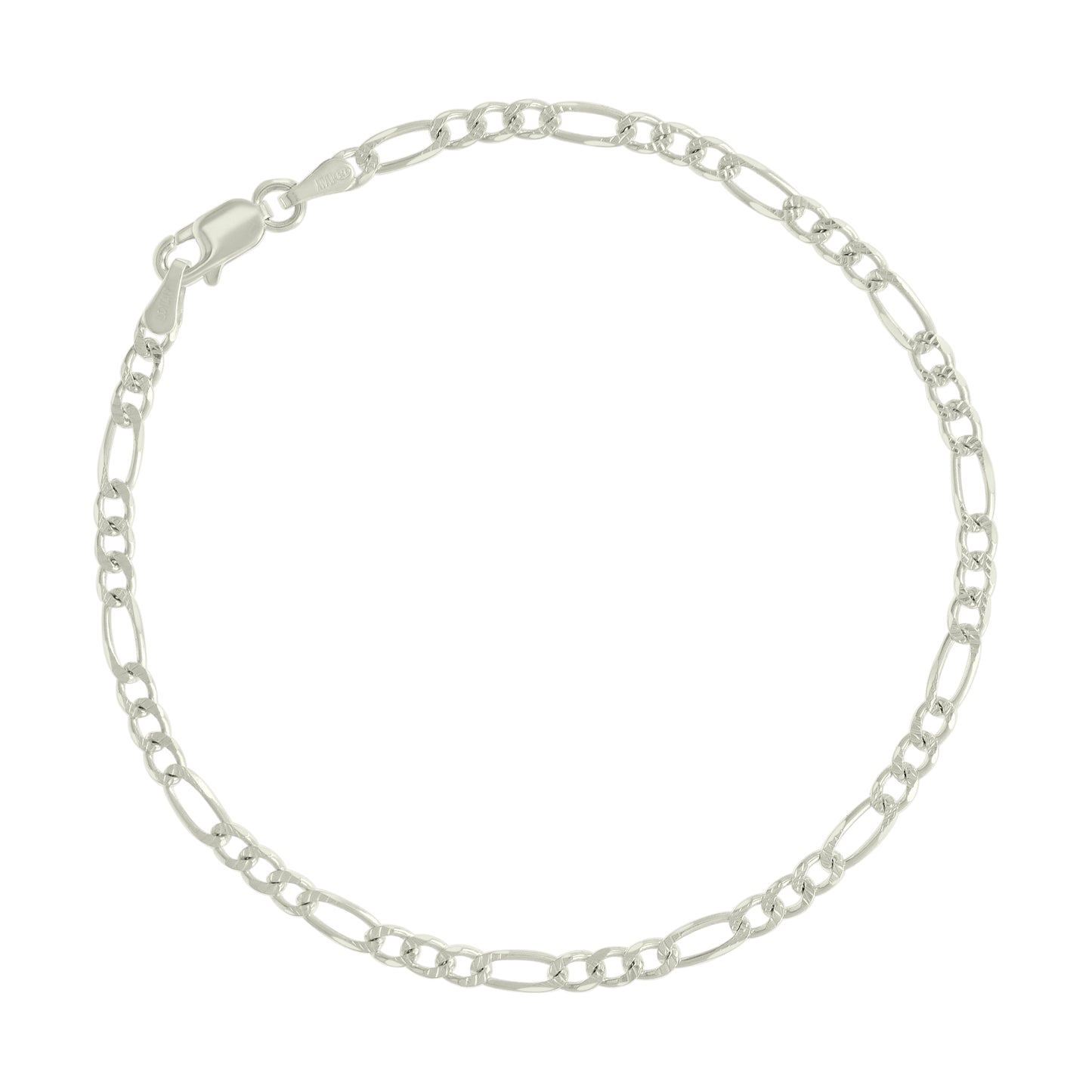 925 Silver Solid Pave Classic Figaro 3.0mm