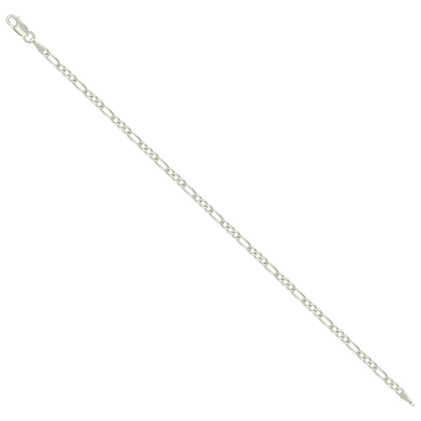 925 Silver Solid Pave Classic Figaro 3.0mm