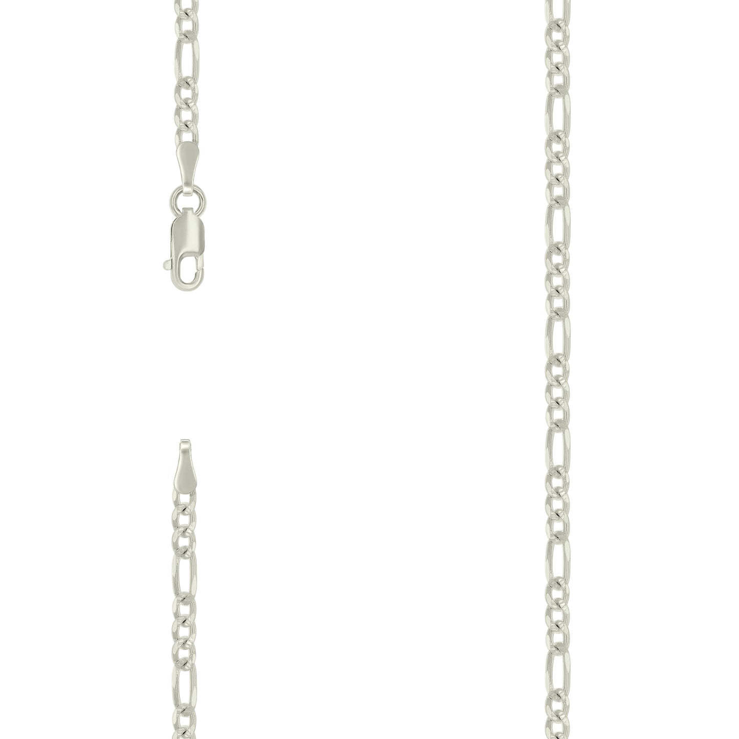 925 Silver Solid Pave Classic Figaro 3.0mm