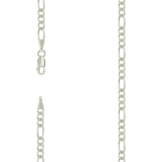 925 Silver Solid Pave Classic Figaro 4.0mm