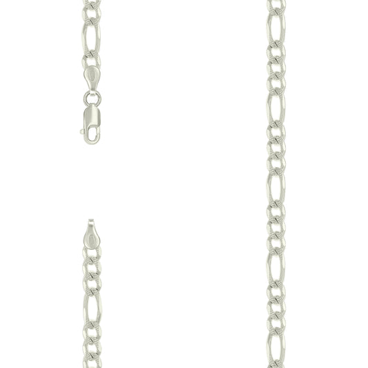 925 Silver Solid Pave Classic Figaro 5.0mm