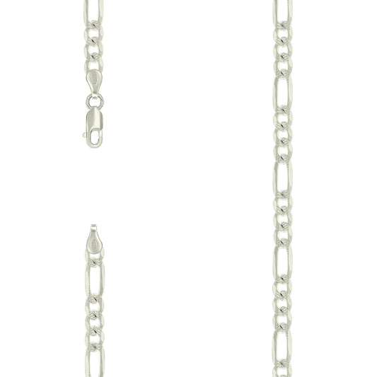 925 Silver Solid Pave Classic Figaro 6.0mm