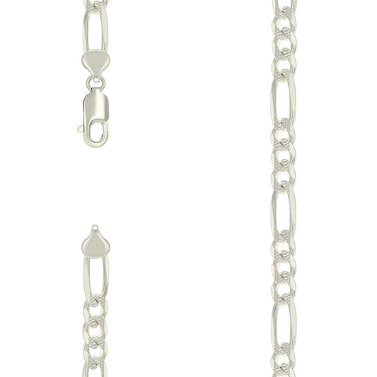 925 Silver Solid Pave Classic Figaro 8.0mm