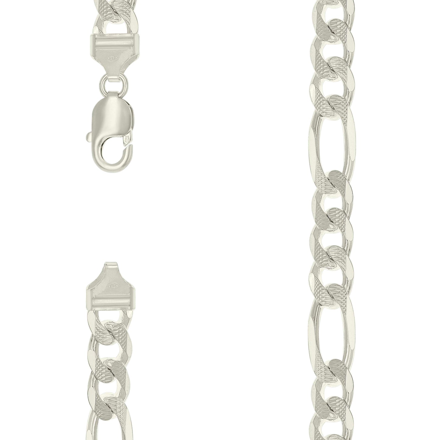 925 Silver Solid Pave Classic Figaro 11.0mm