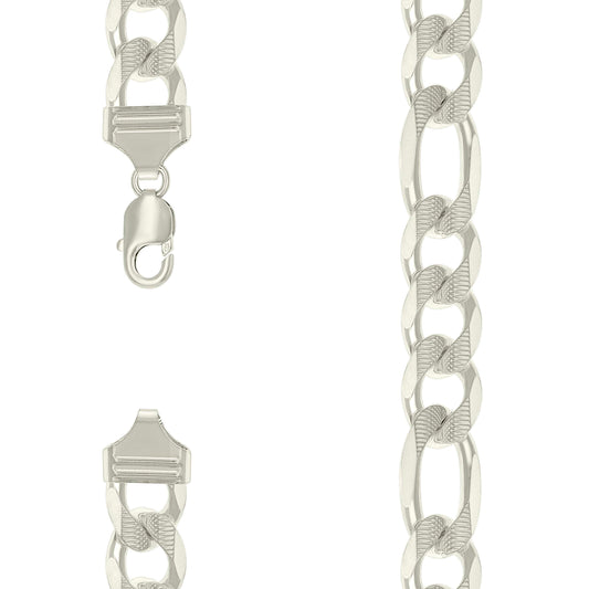 925 Silver Solid Pave Classic Figaro 14.0mm