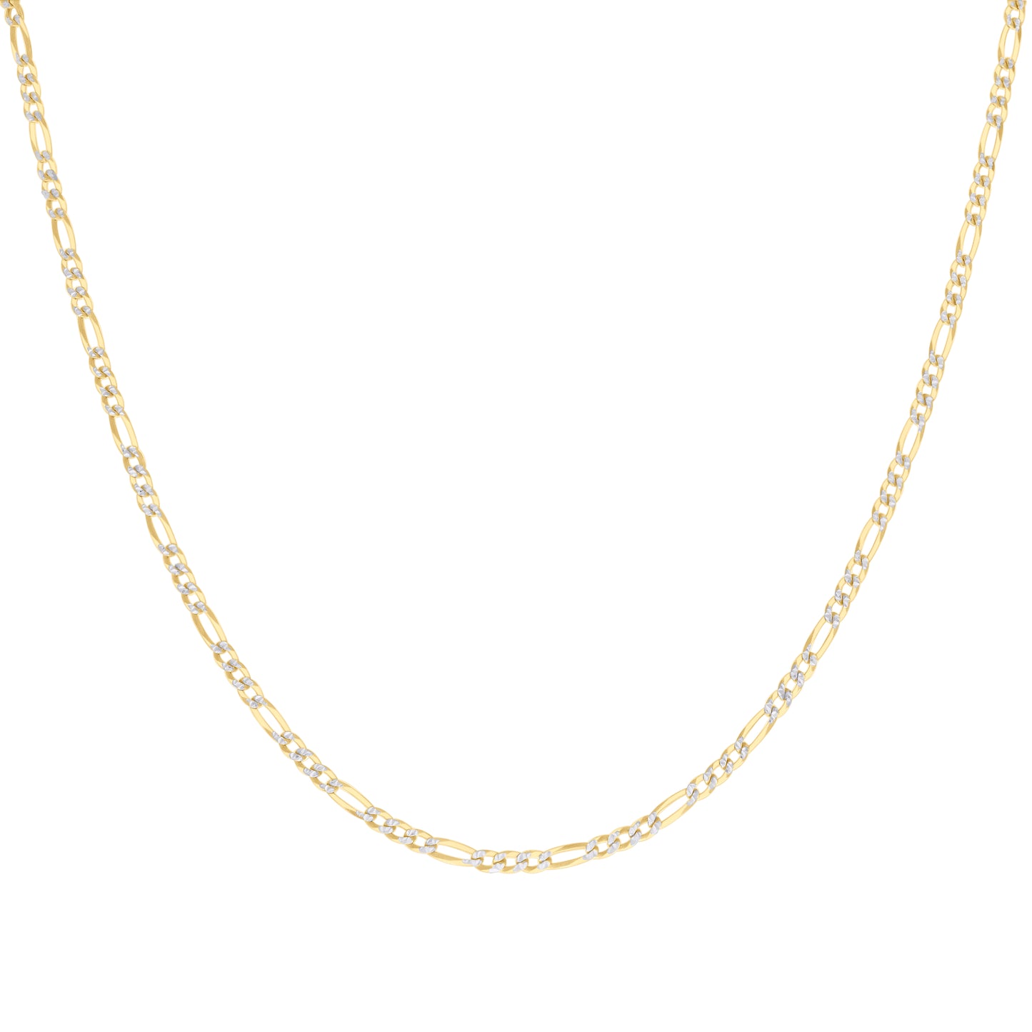 925 Silver Pave Super Flat Figaro Chain 2.6mm