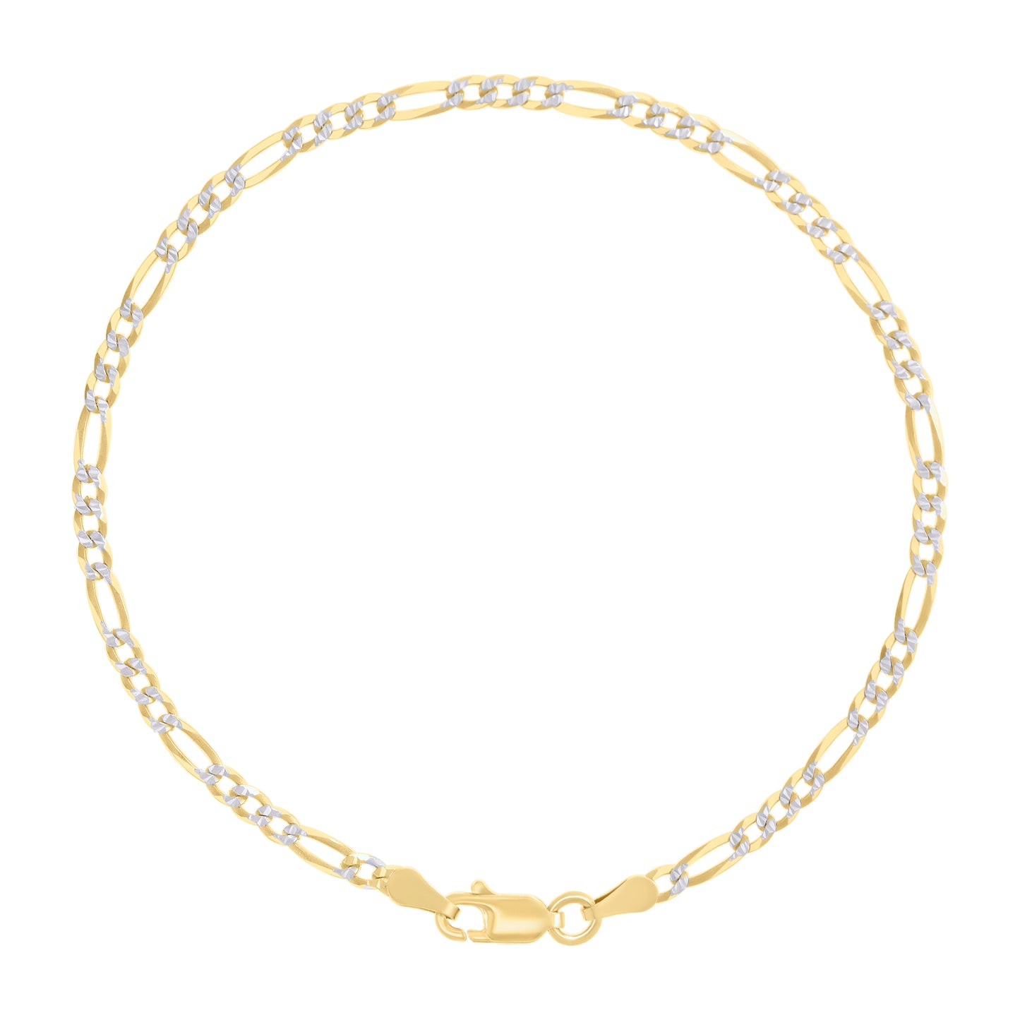 925 Silver Pave Super Flat Figaro Chain 2.6mm