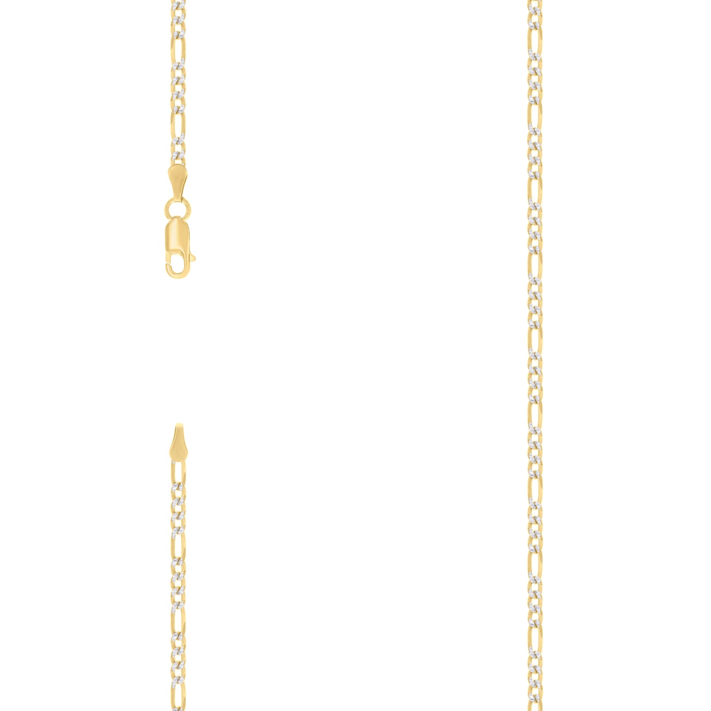 925 Silver Pave Super Flat Figaro Chain 2.6mm