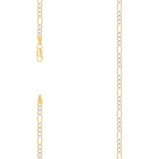 925 Silver Pave Super Flat Figaro Chain 3.6mm