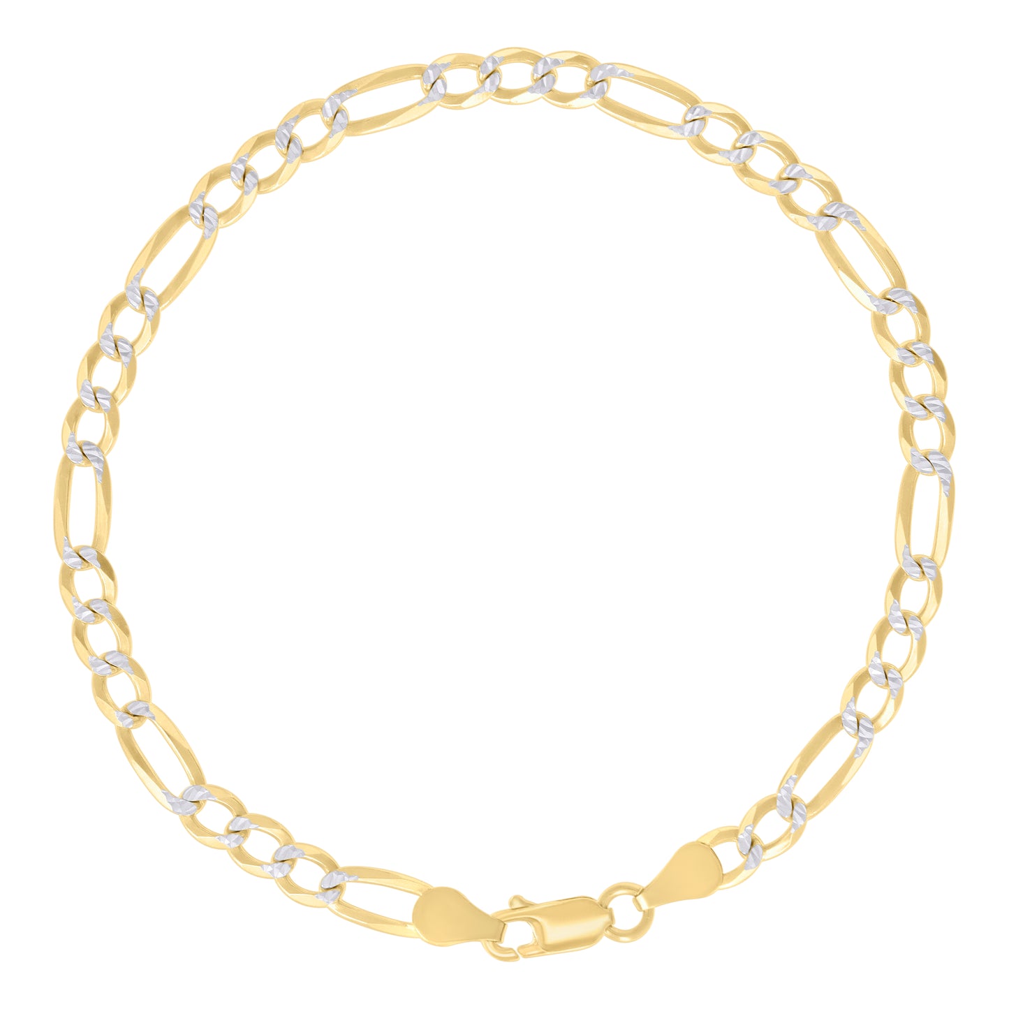 925 Silver Pave Super Flat Figaro Chain 4.7mm