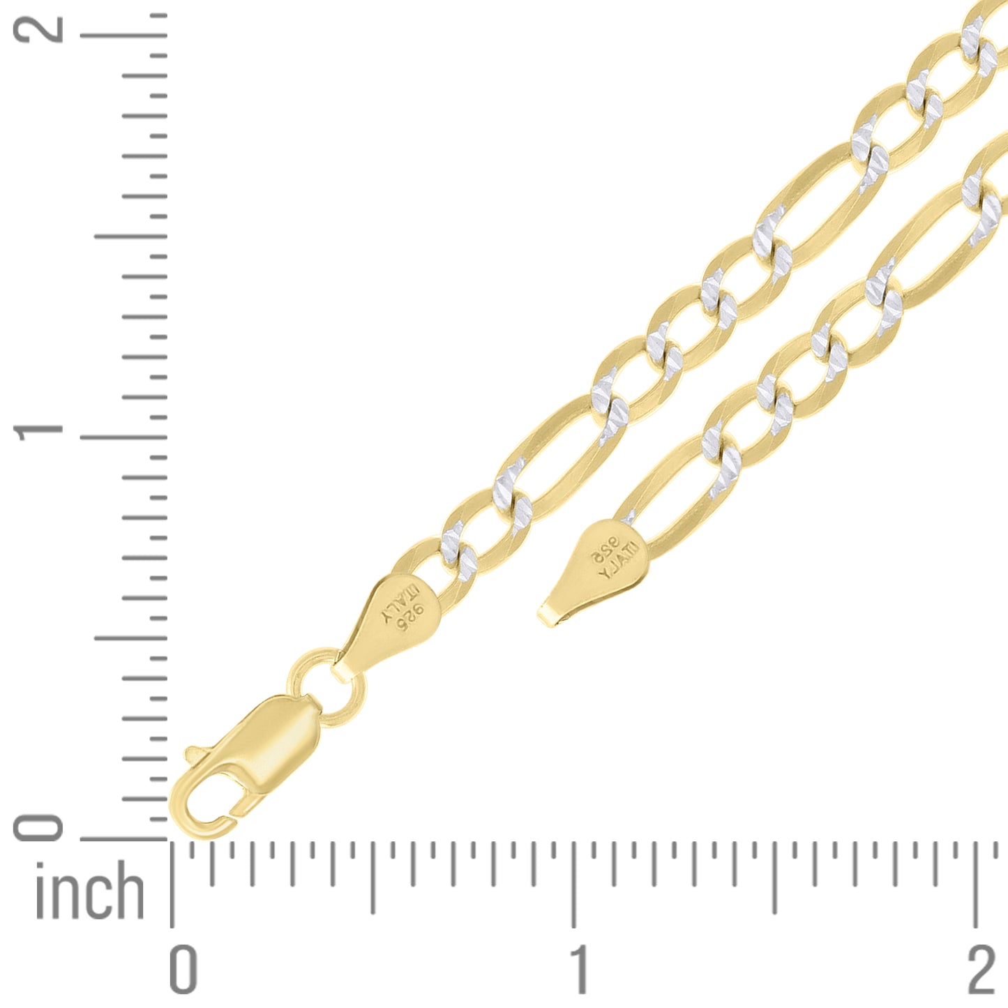 925 Silver Pave Super Flat Figaro Chain 4.7mm