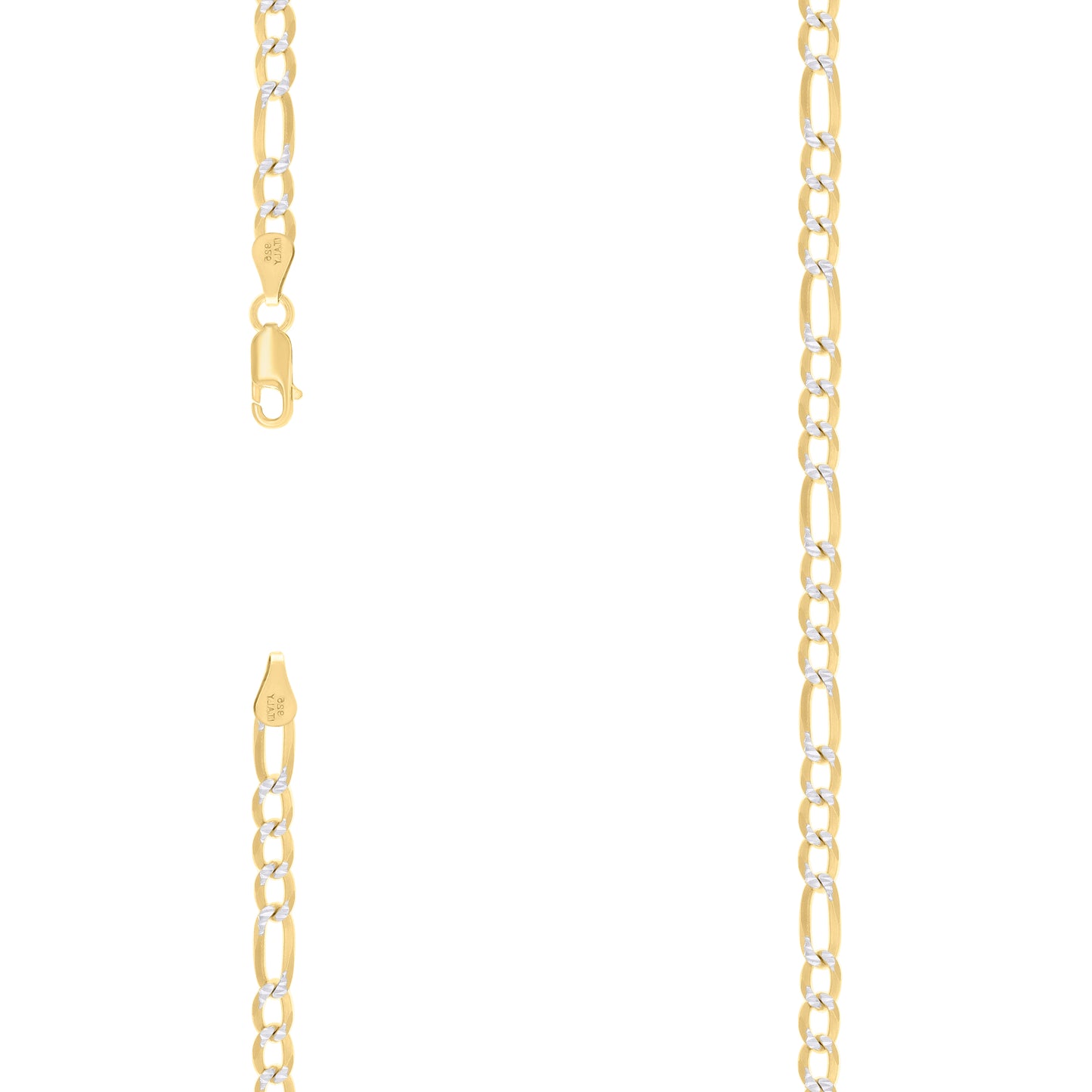 925 Silver Pave Super Flat Figaro Chain 4.7mm