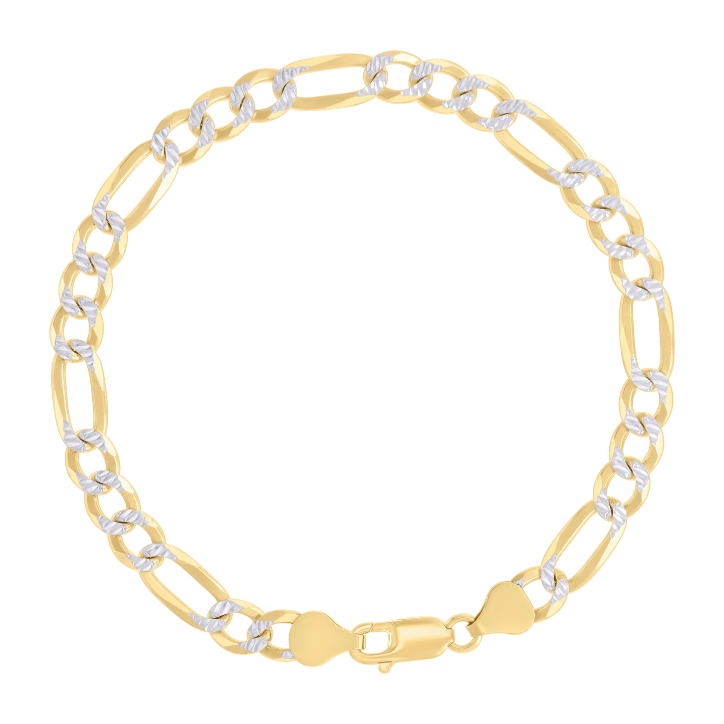 925 Silver Pave Super Flat Figaro Chain 6.7mm
