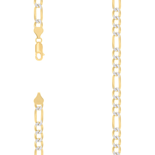 925 Silver Pave Super Flat Figaro Chain 6.7mm