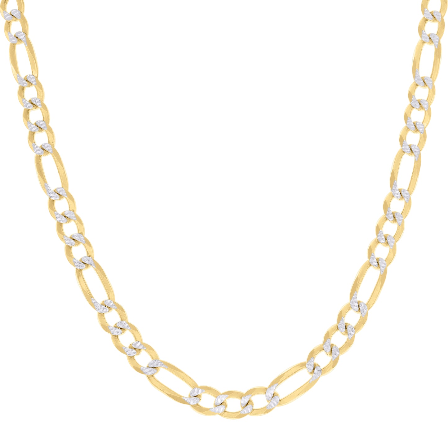 925 Silver Pave Super Flat Figaro Chain 7.5mm