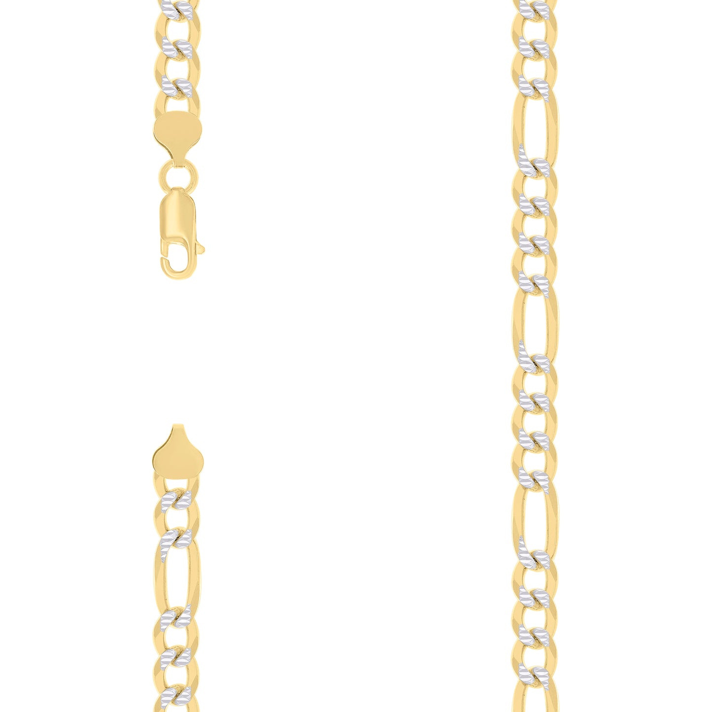 925 Silver Pave Super Flat Figaro Chain 7.5mm