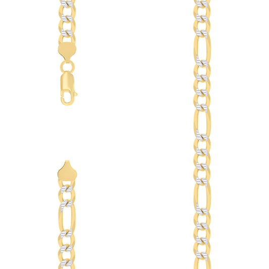 925 Silver Pave Super Flat Figaro Chain 7.5mm