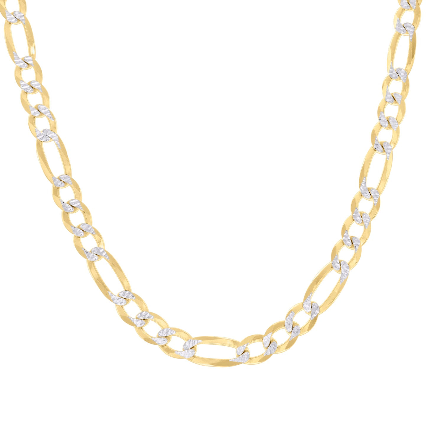 925 Silver Pave Super Flat Figaro Chain 8.2mm