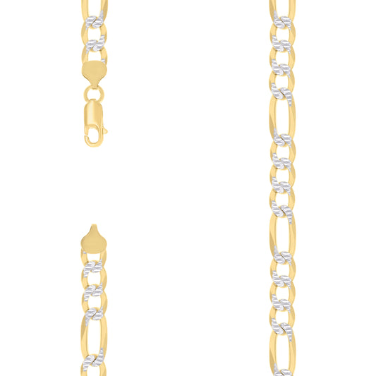 925 Silver Pave Super Flat Figaro Chain 8.2mm