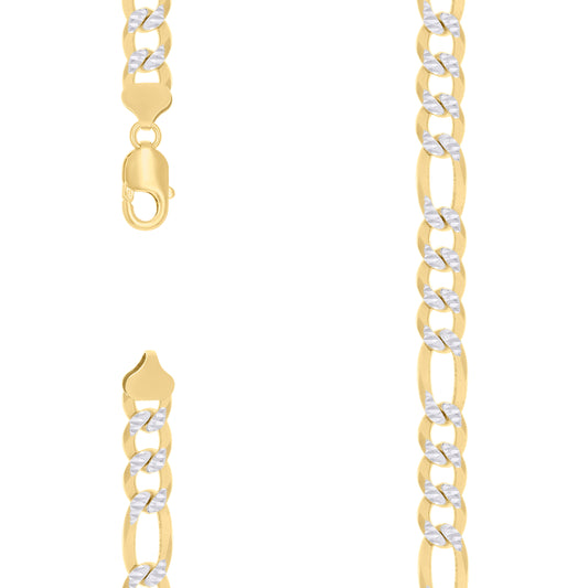 925 Silver Pave Super Flat Figaro Chain 10mm