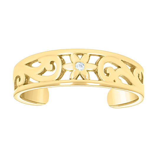 10Kt Gold Cz Toe Ring