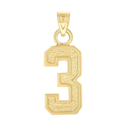 14Kt Gold Pendant Number "3"
