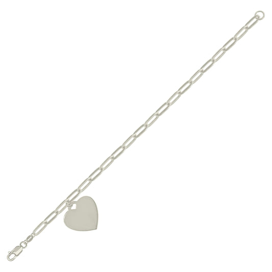 925 Sterling Silver Heart Silver Plated Bracelet 7