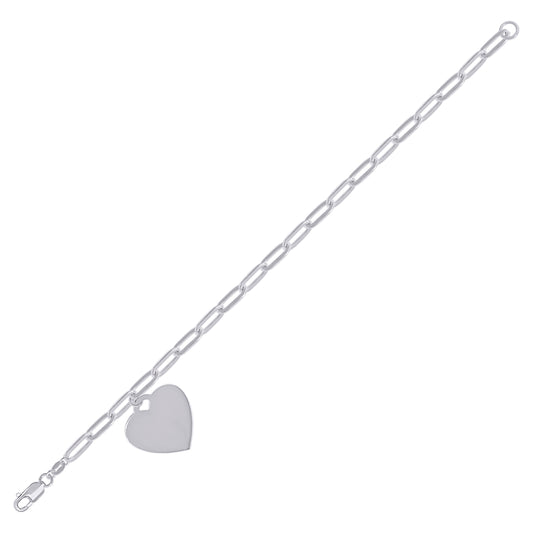 925 Sterling Silver Heart Silver Plated Bracelet 7