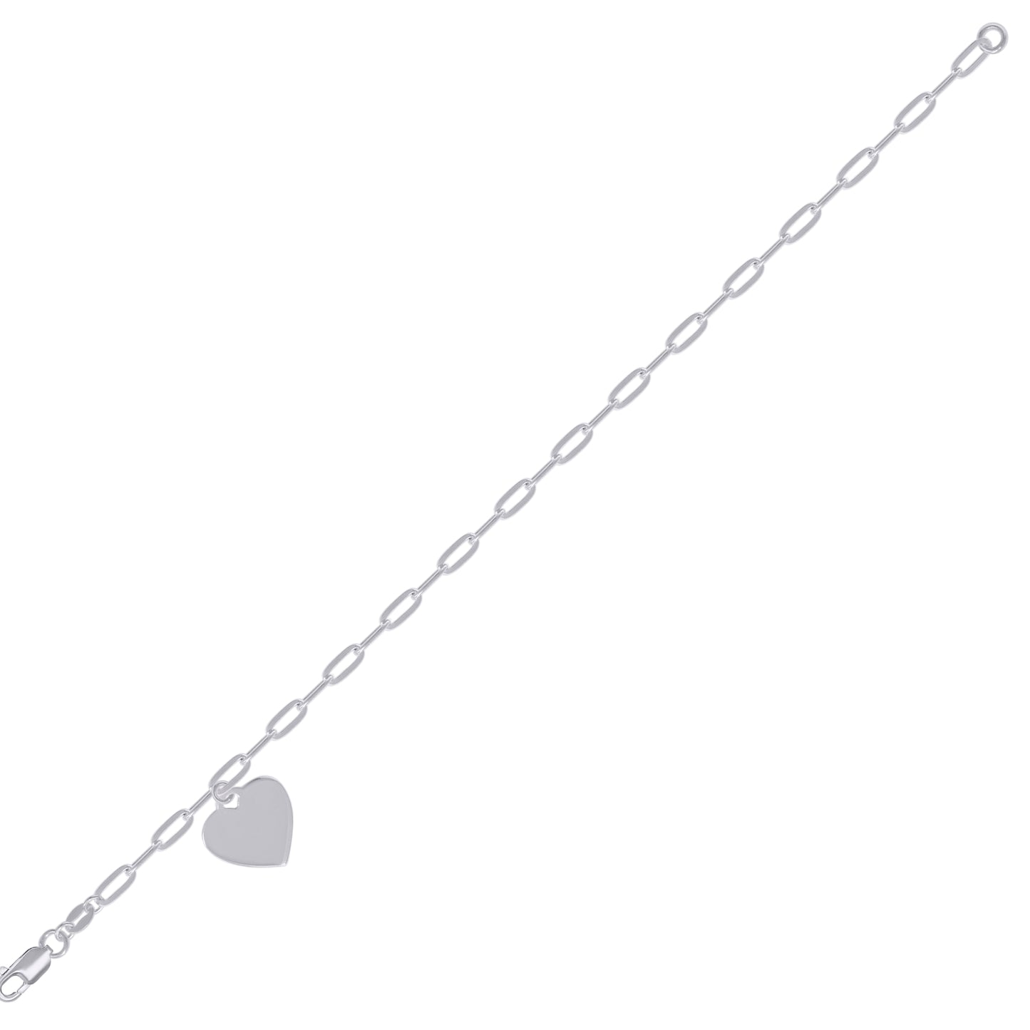 925 Sterling Silver Heart Silver Plated Bracelet 7