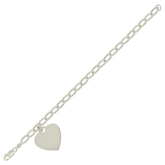 925 Sterling Silver Heart Silver Plated Bracelet 7