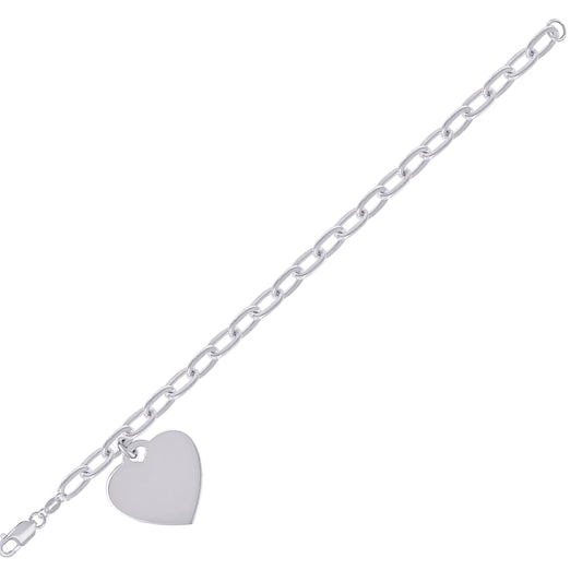 925 Sterling Silver Heart Silver Plated Bracelet 7