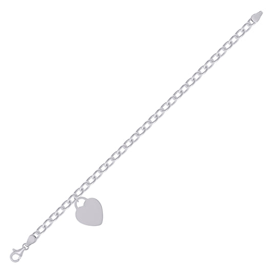 925 Sterling Silver Heart Silver Plated Bracelet 7
