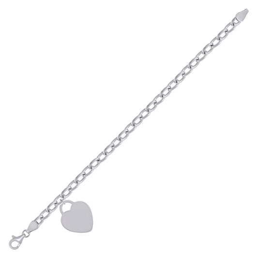 925 Sterling Silver Heart Rhodiumplated Bracelet 7