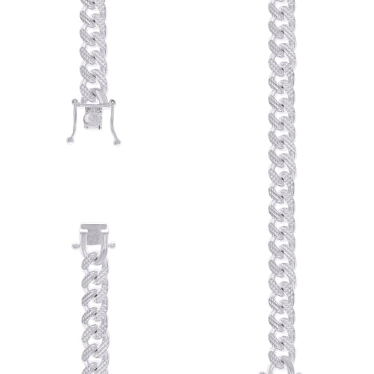 925 Silver Solid Miami Cuban Pyramid Chain 9.8mm