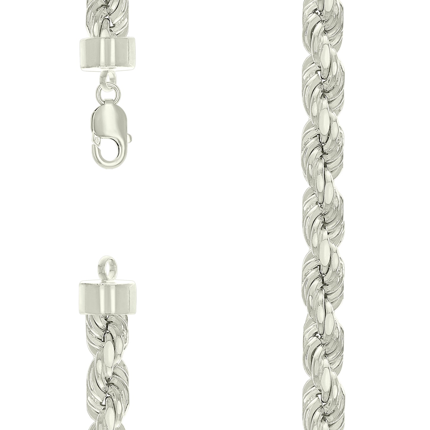 925 Silver Hollow Rope Chain 12mm