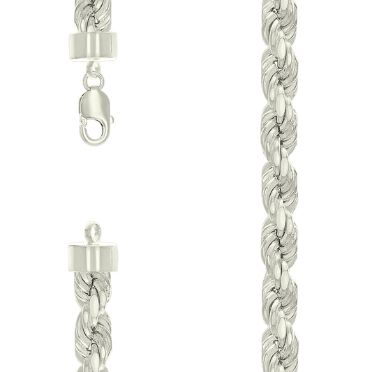 925 Silver Hollow Rope Chain 12mm