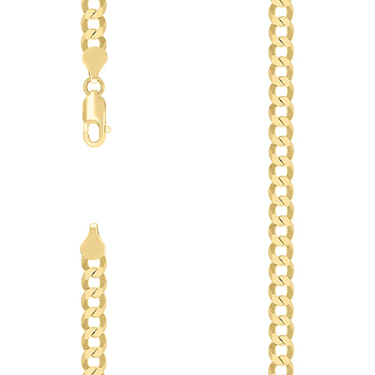 925 Silver Solid Super Flat Cuban Chain Yellow 6mm