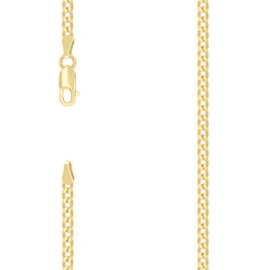 925 Silver Solid Super Flat Cuban Chain Yellow 2.8mm