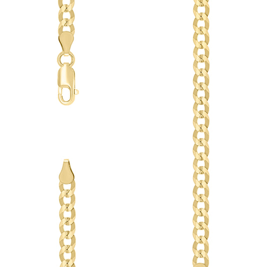 925 Silver Solid Super Flat Cuban Chain Yellow 4.2mm