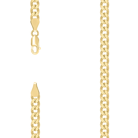 925 Silver Solid Super Flat Cuban Chain Yellow 5.2mm