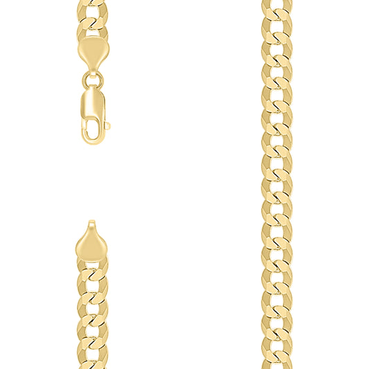 925 Silver Solid Super Flat Cuban Chain Yellow 6.8mm