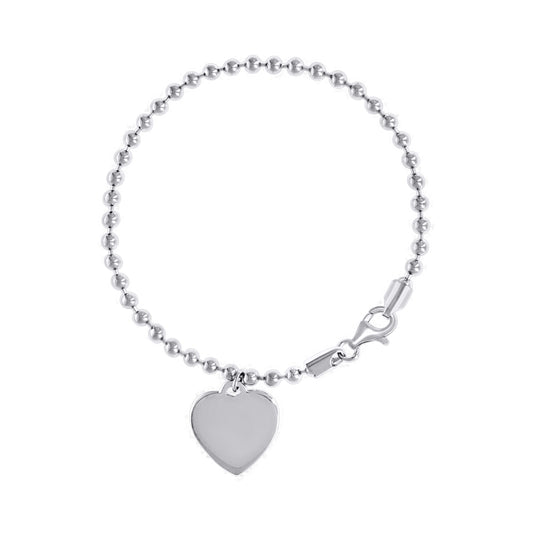 925 Sterling Silver Heart Bracelet-7"